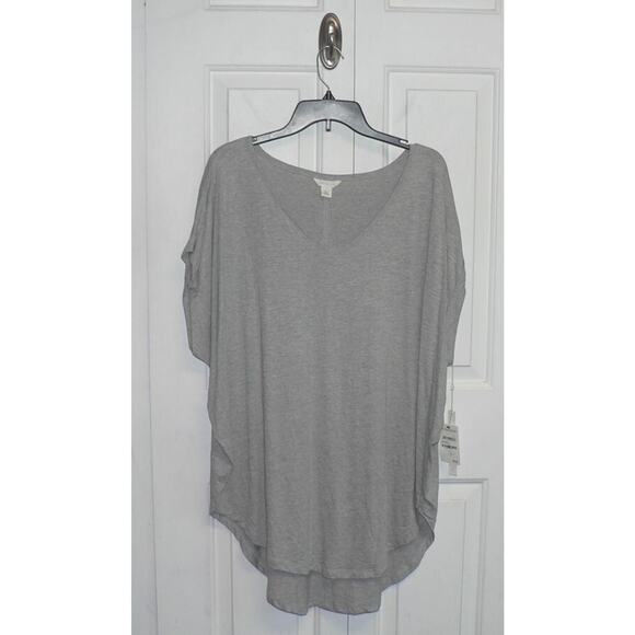 Caslon VNeck Cuff Short Sleeve Cotton Blend Oversize T-Shirt Grey Heather LG $39 - Picture 1 of 3